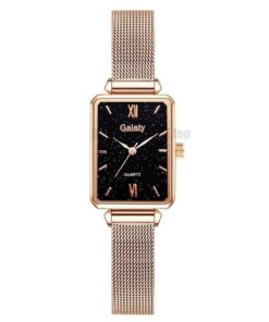 Gaiety Brand Women Watches Fashion Square Ladies Quartz Watch Bracelet Set Green Dial Simple Rose Gold Mesh Luxury Women Watches GIFTS Color: 1pc Mesh Watch 