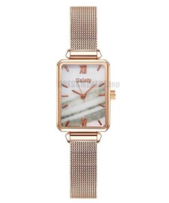 Gaiety Brand Women Watches Fashion Square Ladies Quartz Watch Bracelet Set Green Dial Simple Rose Gold Mesh Luxury Women Watches GIFTS Color: 1pc Mesh Watch 