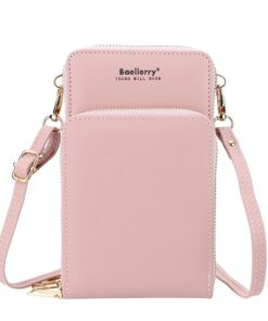 Mini Women Messenger Bags With Phone Pocket ACCESSORIES Color: Pink 3 Pocket Size: Mini(Max Length<20cm) 