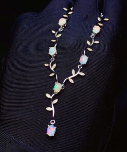 Natural Oval Opal Silver Fire Color Necklace ACCESSORIES ba2a9c6c8c77e03f83ef8b: 45cm 