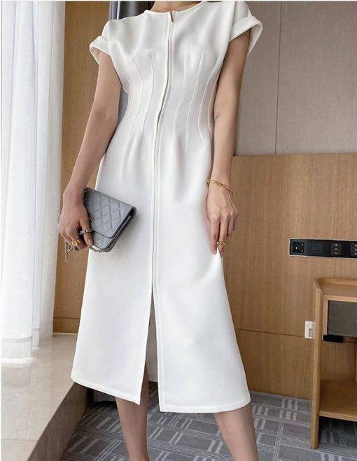 Dress for Work New Summer Women Solid Color Elegant White Party Bodycon Work Office Lady Female Slim Dress DRESSES FOR WORK color: Black|White