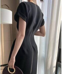 New Summer Women Solid Color Elegant Vestidos White Party Bodycon Work Office Lady Female Slim Dress DRESSES FOR WORK Color: Black Size: L 