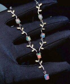 New natural opal necklace women 925 silver necklace fire color super shiny luxury elegant style ACCESSORIES ba2a9c6c8c77e03f83ef8b: 45cm