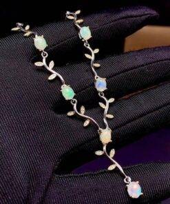New natural opal necklace women 925 silver necklace fire color super shiny luxury elegant style ACCESSORIES ba2a9c6c8c77e03f83ef8b: 45cm 