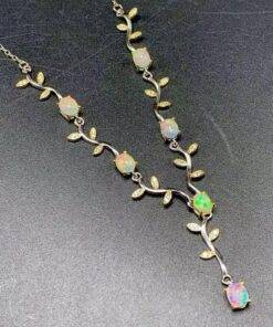 New natural opal necklace women 925 silver necklace fire color super shiny luxury elegant style ACCESSORIES ba2a9c6c8c77e03f83ef8b: 45cm 