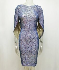 Sexy Elegant office Sequin Dress Women Summer vintage Club Mini Evening Party Bodycon Dress casual woman dresses vestidos 2021 BEST BODYCON DRESSES Color: Blue Size: XXL 