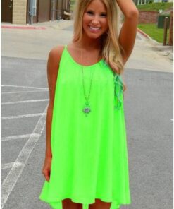 Women beach dress fluorescence female summer dress chiffon voile women dress summer style women clothing plus size lyq01 NEON COLOR DRESSES Color: lyq01yglv Size: L 