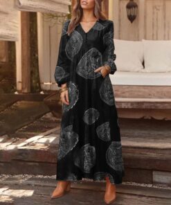 Bohemian Shirt Dress Women’s Maxi Sundress ZANZEA 2021 Spring Elegant Casual V Neck Ruflle Vestido Female Long Sleeve Tunic Robe NEON COLOR DRESSES Color: C Black Size: M 