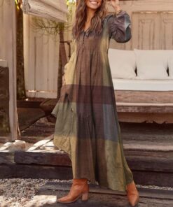 Bohemian Shirt Dress Women’s Maxi Sundress ZANZEA 2021 Spring Elegant Casual V Neck Ruflle Vestido Female Long Sleeve Tunic Robe NEON COLOR DRESSES Color: B Yellow Size: 4XL 