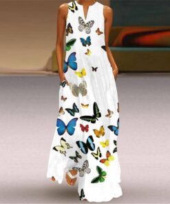 MOVOKAKA 2021 Fashion Summer Dress Women Robe Elegant Casual Plus Size Long Dresses Woman Sleeveless Girl Beach Maxi Dress Women PLUS SIZE BOHO MAXI DRESSES Color: VLCQ-116 Size: M 