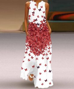 MOVOKAKA 2021 Fashion Summer Dress Women Robe Elegant Casual Plus Size Long Dresses Woman Sleeveless Girl Beach Maxi Dress Women PLUS SIZE BOHO MAXI DRESSES Color: VLCQ-120 Size: M 