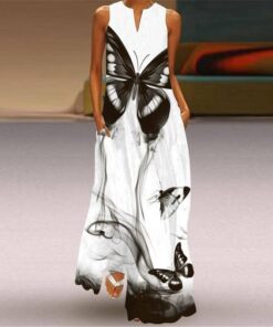 MOVOKAKA 2021 Fashion Summer Dress Women Robe Elegant Casual Plus Size Long Dresses Woman Sleeveless Girl Beach Maxi Dress Women PLUS SIZE BOHO MAXI DRESSES Color: VLCQ-118 Size: 5XL 