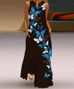 MOVOKAKA 2021 Fashion Summer Dress Women Robe Elegant Casual Plus Size Long Dresses Woman Sleeveless Girl Beach Maxi Dress Women PLUS SIZE BOHO MAXI DRESSES Color: VLCQ-124 Size: M 