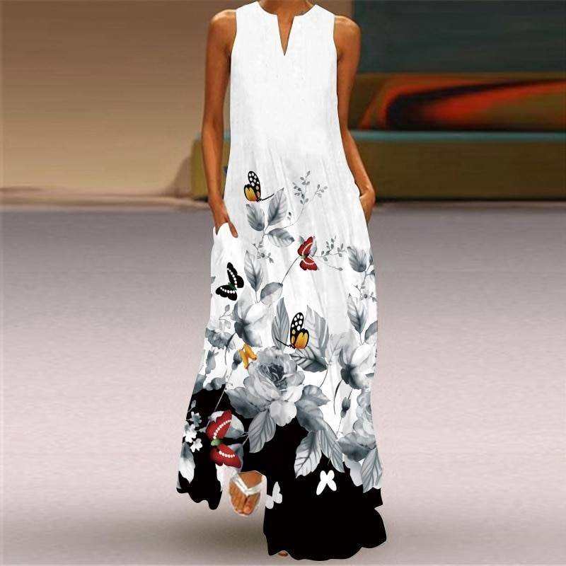 MOVOKAKA 2021 Fashion Summer Dress Women Robe Elegant Casual Plus Size Long Dresses Woman Sleeveless Girl Beach Maxi Dress Women