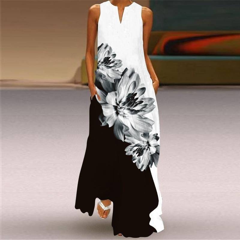 MOVOKAKA 2021 Fashion Summer Dress Women Robe Elegant Casual Plus Size Long Dresses Woman Sleeveless Girl Beach Maxi Dress Women