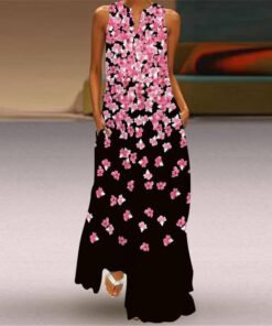 MOVOKAKA 2021 Fashion Summer Dress Women Robe Elegant Casual Plus Size Long Dresses Woman Sleeveless Girl Beach Maxi Dress Women PLUS SIZE BOHO MAXI DRESSES Color: VLCQ-130 Size: 5XL 