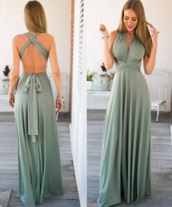 Sexy Women Multiway Wrap Convertible Boho Maxi Club Red Dress Bandage Long Dress Party Bridesmaids Infinity Robe Longue Femme PLUNGE MAXI DRESSES Color: celadon Size: S 