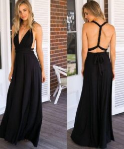 Sexy Women Multiway Wrap Convertible Boho Maxi Club Red Dress Bandage Long Dress Party Bridesmaids Infinity Robe Longue Femme PLUNGE MAXI DRESSES Color: Black Size: S 