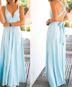 Sexy Women Multiway Wrap Convertible Boho Maxi Club Red Dress Bandage Long Dress Party Bridesmaids Infinity Robe Longue Femme PLUNGE MAXI DRESSES Color: Light blue Size: S 