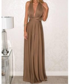 Sexy Women Multiway Wrap Convertible Boho Maxi Club Red Dress Bandage Long Dress Party Bridesmaids Infinity Robe Longue Femme PLUNGE MAXI DRESSES Color: Brown Size: S 