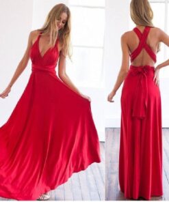 Sexy Women Multiway Wrap Convertible Boho Maxi Club Red Dress Bandage Long Dress Party Bridesmaids Infinity Robe Longue Femme PLUNGE MAXI DRESSES Color: Red Size: S 