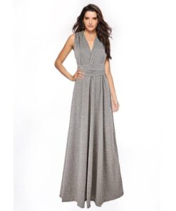 Sexy Women Multiway Wrap Convertible Boho Maxi Club Red Dress Bandage Long Dress Party Bridesmaids Infinity Robe Longue Femme PLUNGE MAXI DRESSES Color: Flower gray Size: M 