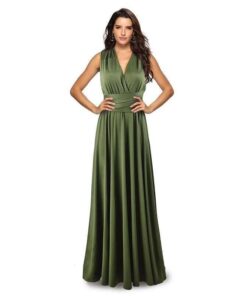 Sexy Women Multiway Wrap Convertible Boho Maxi Club Red Dress Bandage Long Dress Party Bridesmaids Infinity Robe Longue Femme PLUNGE MAXI DRESSES Color: Army green Size: M 