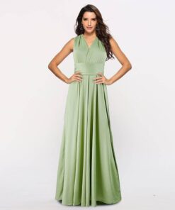 Sexy Women Multiway Wrap Convertible Boho Maxi Club Red Dress Bandage Long Dress Party Bridesmaids Infinity Robe Longue Femme PLUNGE MAXI DRESSES Color: Grass green Size: M 