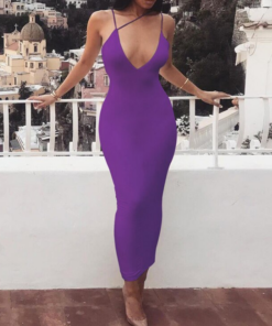 Women Ladies Solid Sexy Skinny Slim Bodycon Sleeveless Hollow Out Summer Clubwear Party Long Maxi Dress NEON GREEN DRESSES Color: Purple Size: S